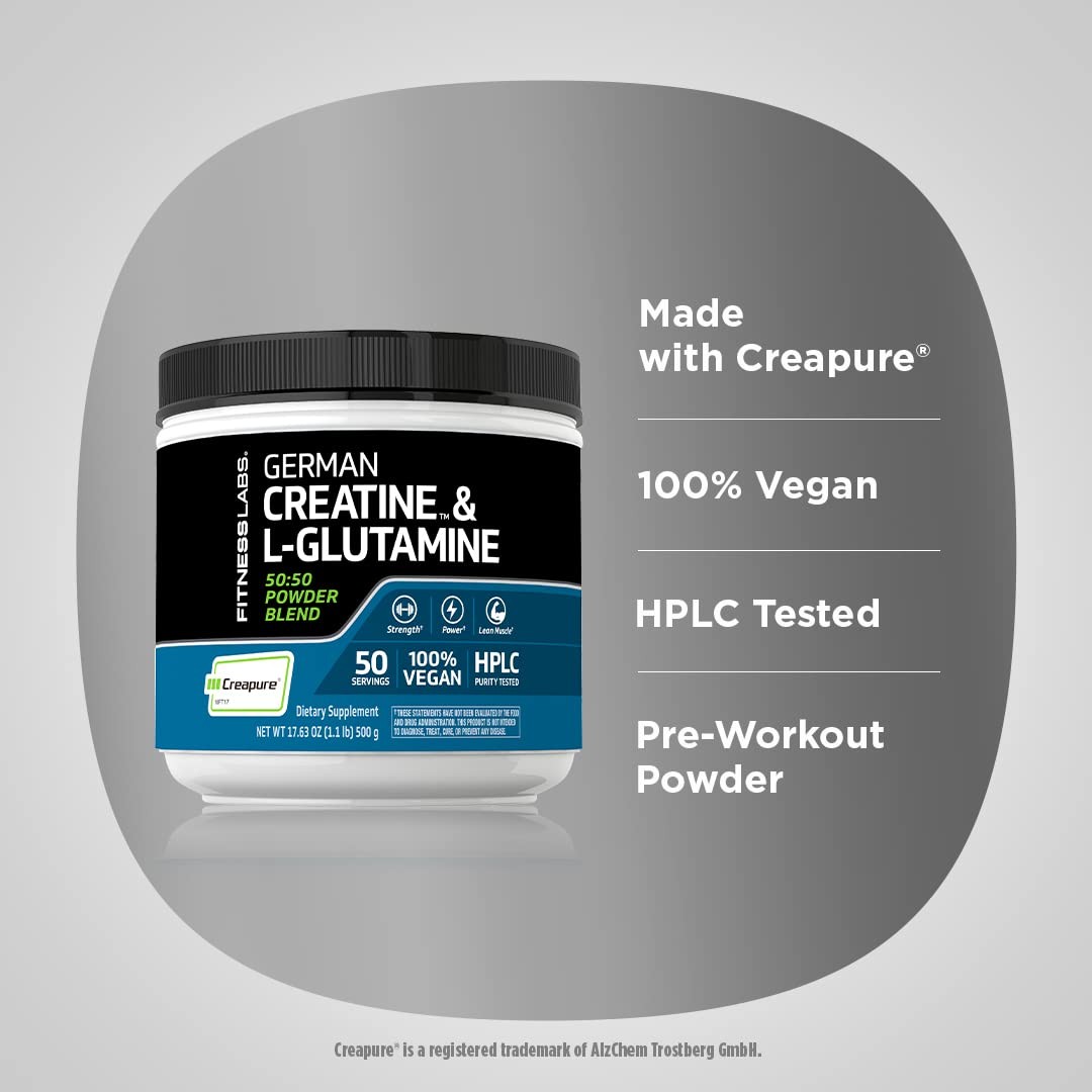 German Creatine and L-Glutamine | 1.1 lbs | Monohydrate and Creapure Powder |…