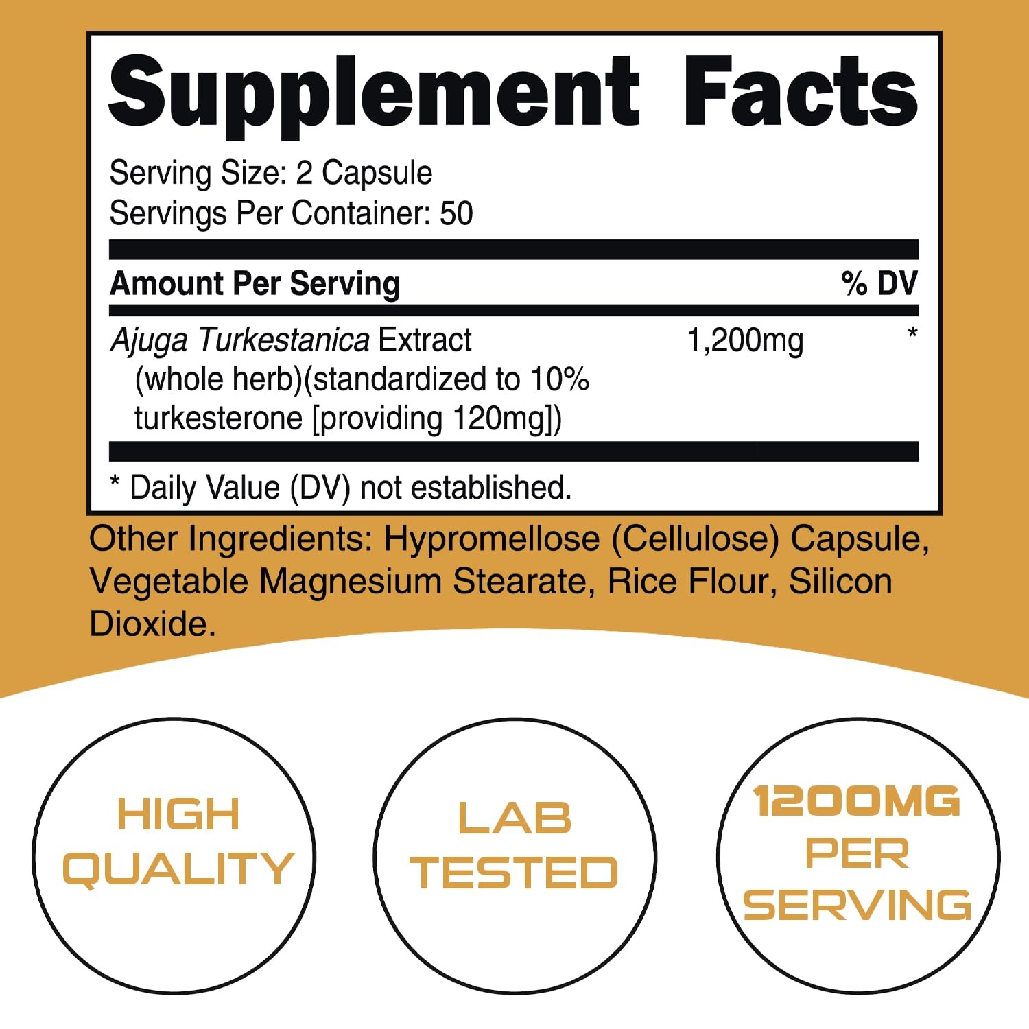 Bucked Up Turkesterone 1200mg Ajuga Turkestanica Extract 100 Capsules 50 serving