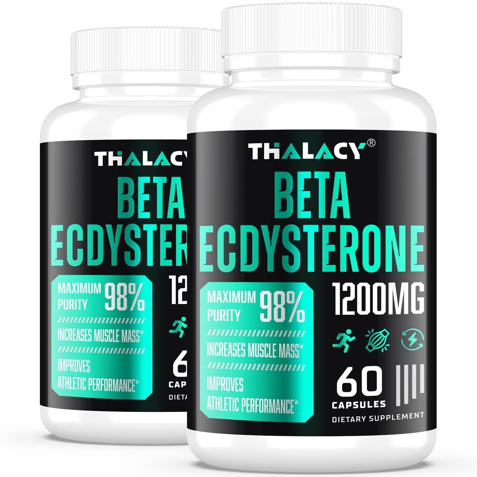Thalacy 1200MG Beta Ecdysterone Supplement, 98% Maximum 60 Count (Pack of 2)