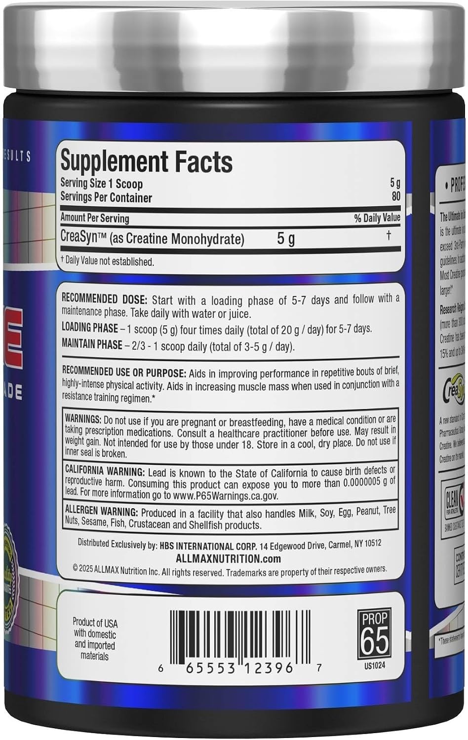 ALLMAX Creatine Monohydrate Powder, Micronized, Unflavored, 400 g