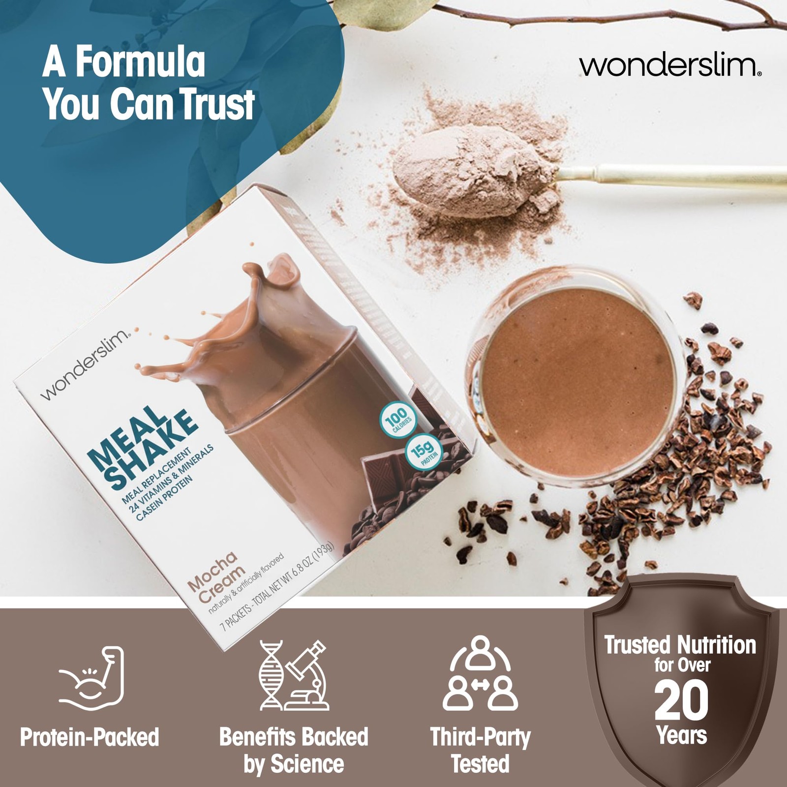 WonderSlim Protein Meal Replacement Shake – 15g Protein, 24 Vitamins & Minera…