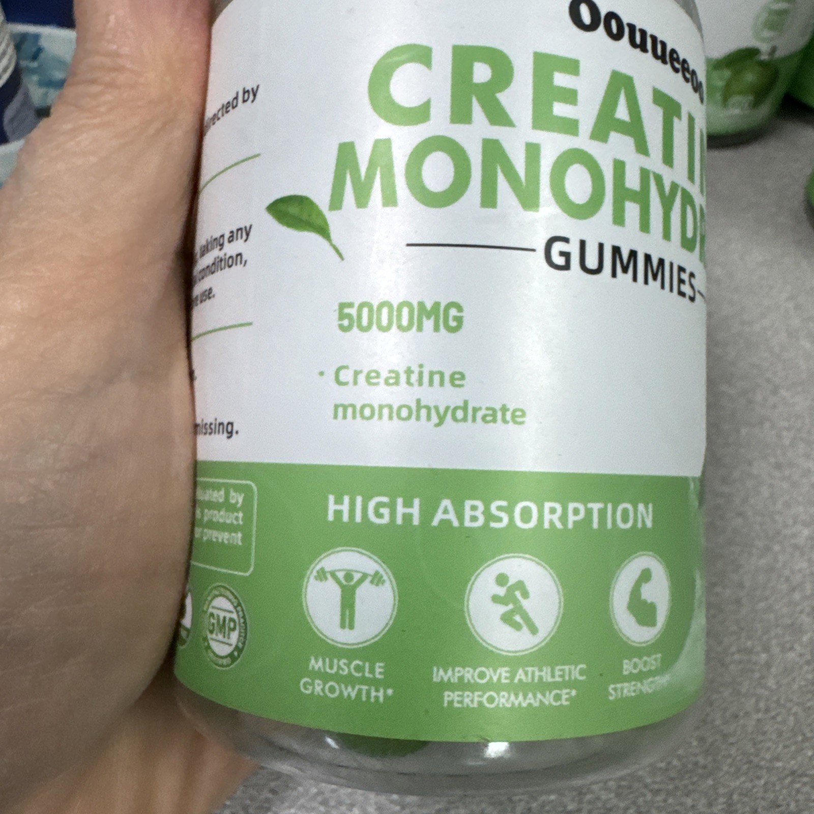 Creatine Monohydrate 5000mg Gummies GreenApple Flavor 90 Count Sealed
