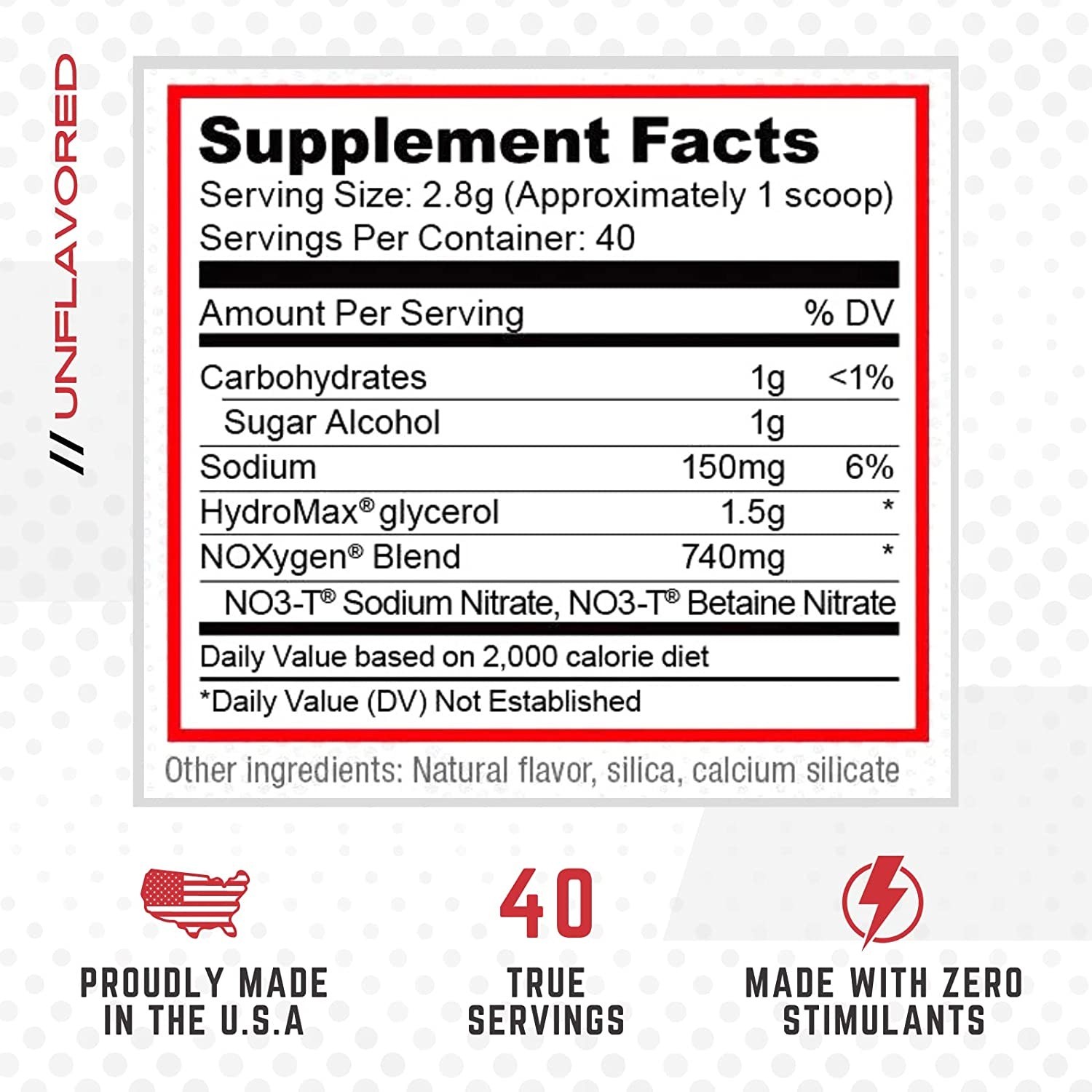Purus Labs Noxygen Unflavored Fast Acting Nitric Oxide Booster – 40 Servings