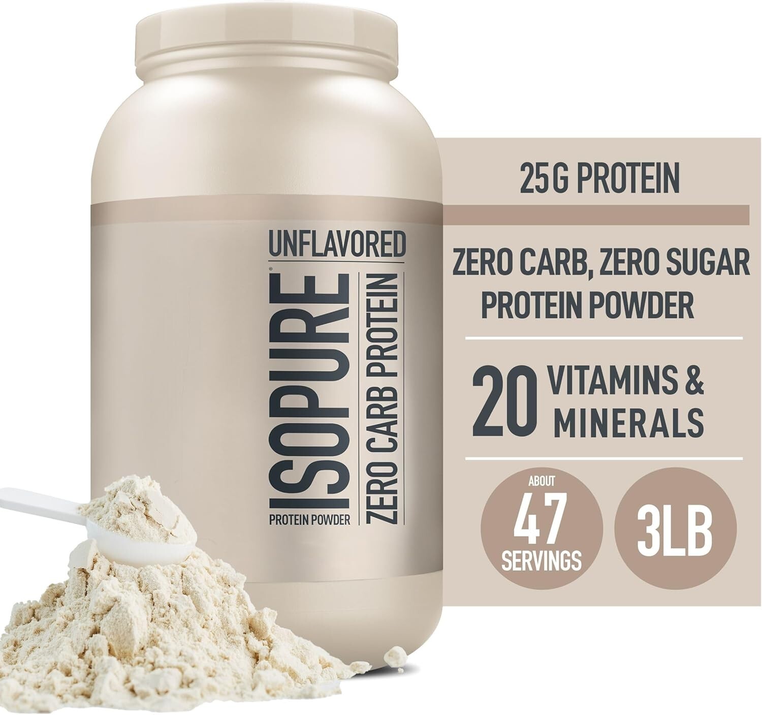Nature’s Best Isopure Whey Protein Isolate w/ Stevia 25g Unflavored 3LB New