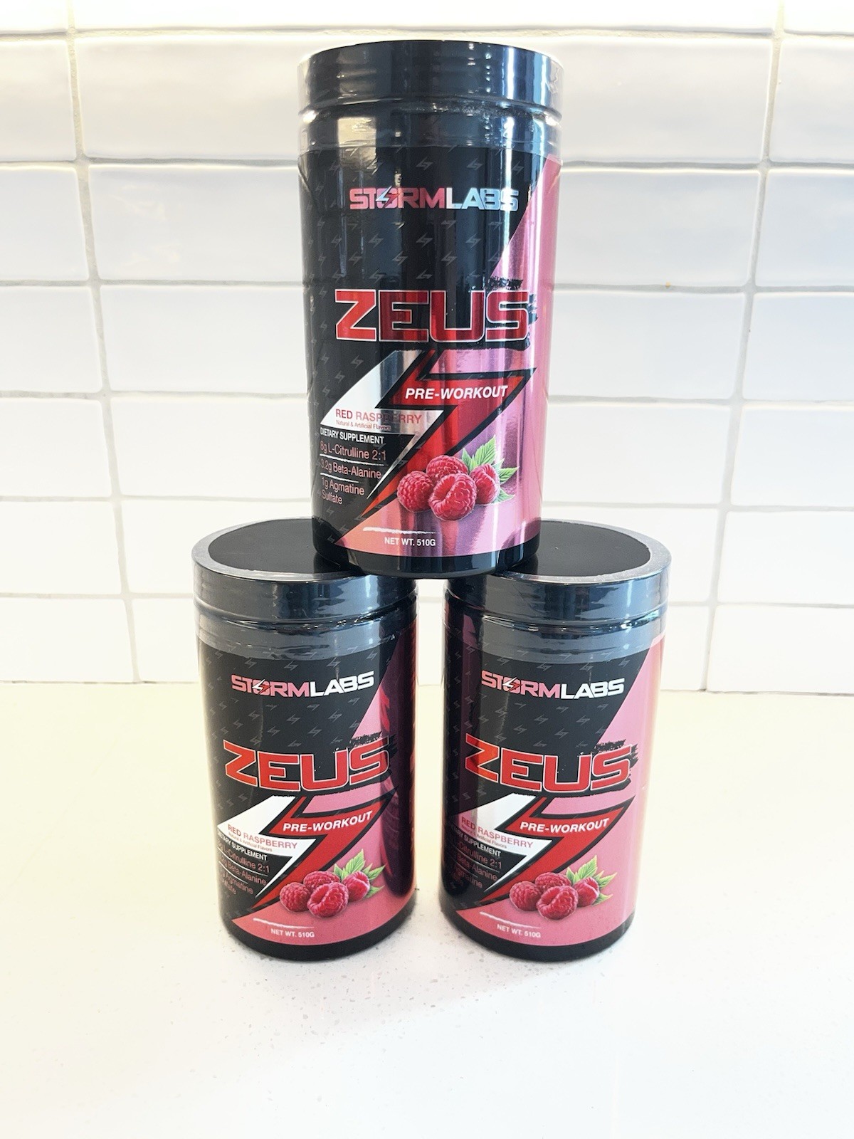 Storm Labs Zeus Pre Workout Supplement (30 Servings) Red Raspberry -Pump/Focus