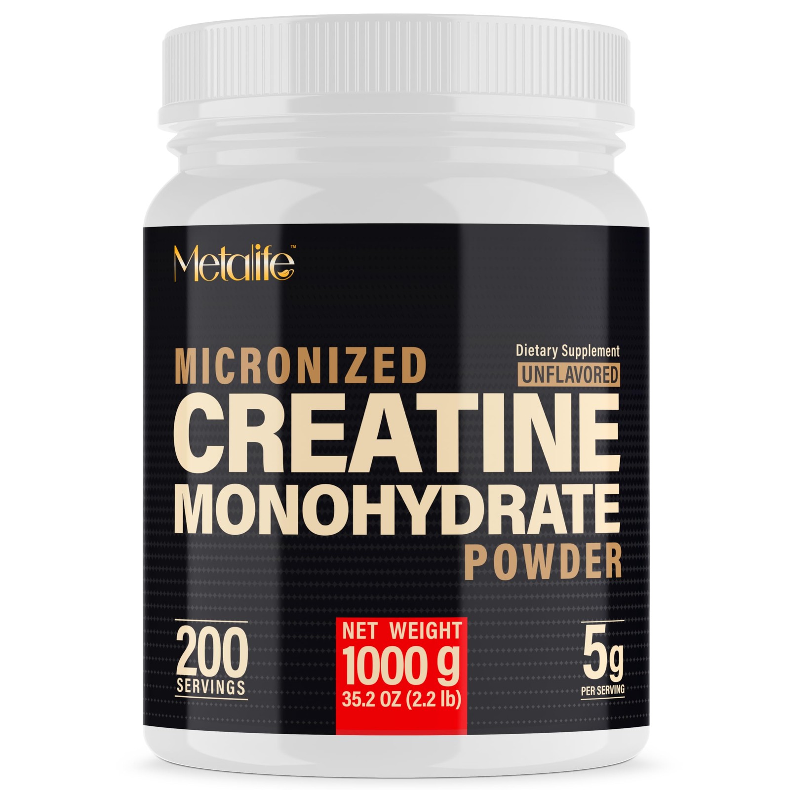 METALIFE 100% Pure Creatine Monohydrate Powder 200 Servings, Micronized Powde…