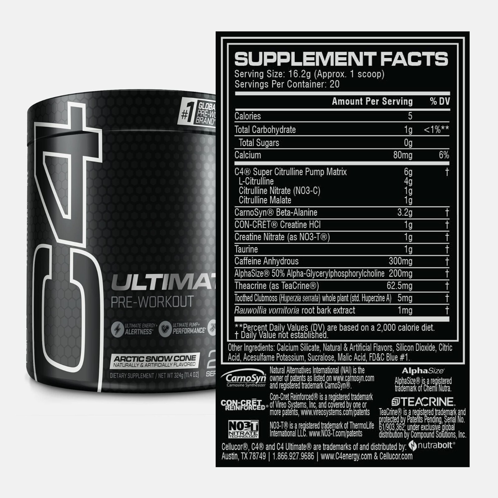 Cellucor C4 Ultimate Pre Workout (20 Servings) Free Same Day Shipping! Snow Cone