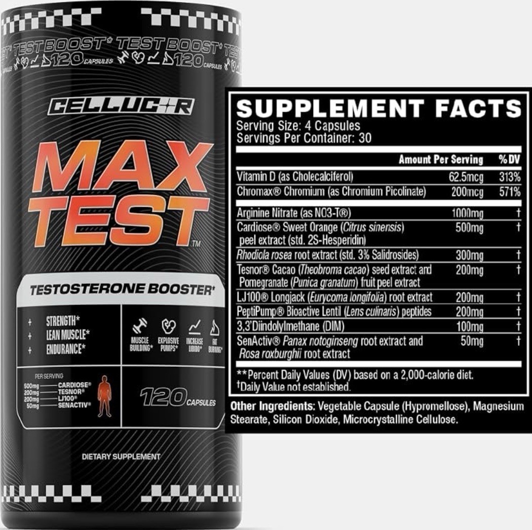 Cellucor Max Test™, Test Booster, 120 Capsules Exp 10/2026 NEW