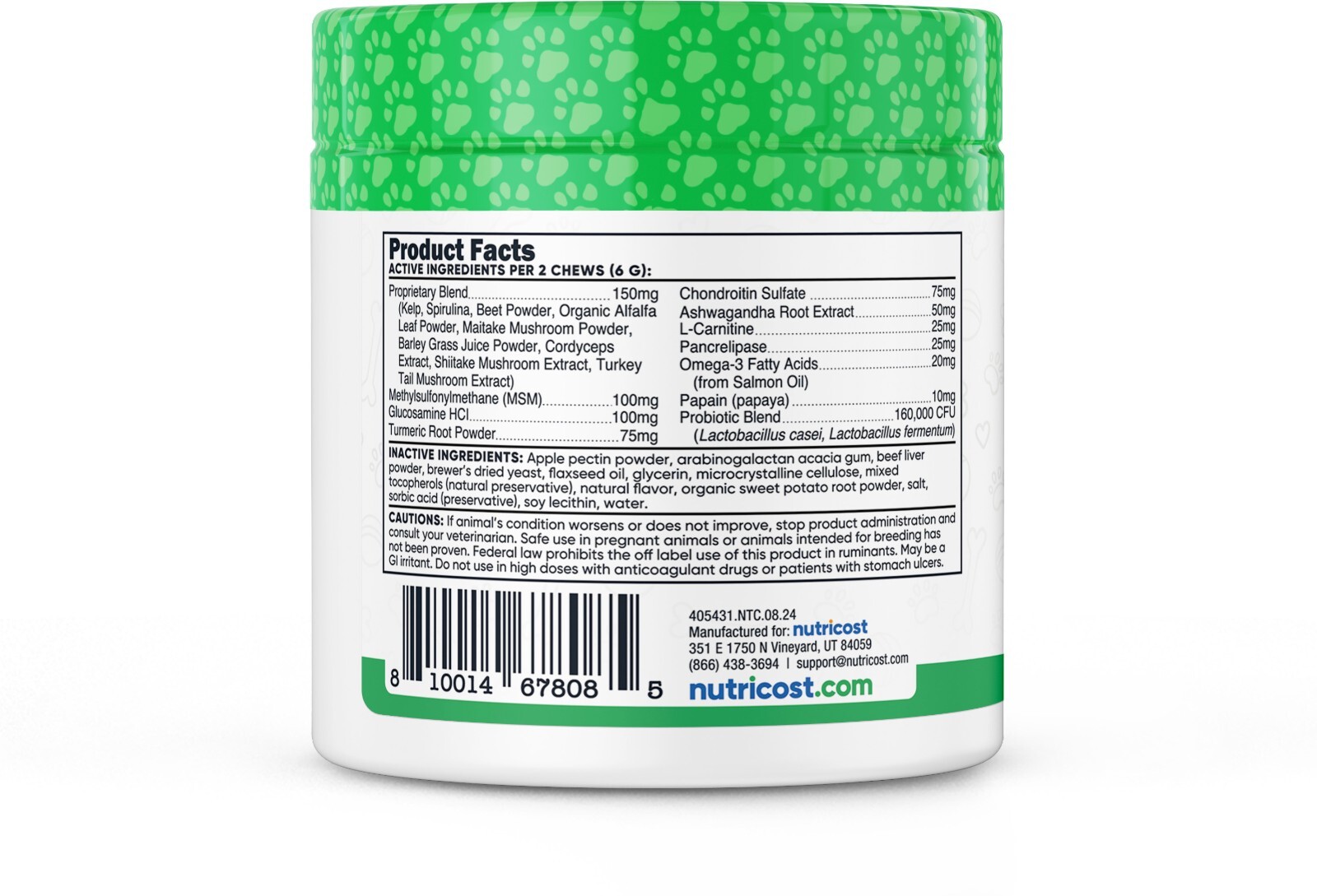 Nutricost Pets Multi-Functional Soft Chews For Dogs (Beef Flavor) 60 Soft Chews