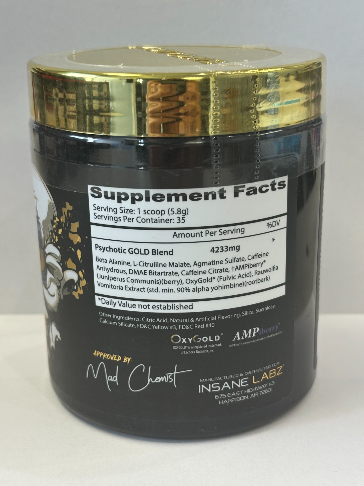 Psychotic Pre Workout Peach Mango 35 Servings Extreme Energy Exp 08/2028