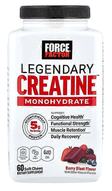 Force Factor Legendary 5g Creatine Monohydrate Chews, Berry Blast-60 Soft Chews
