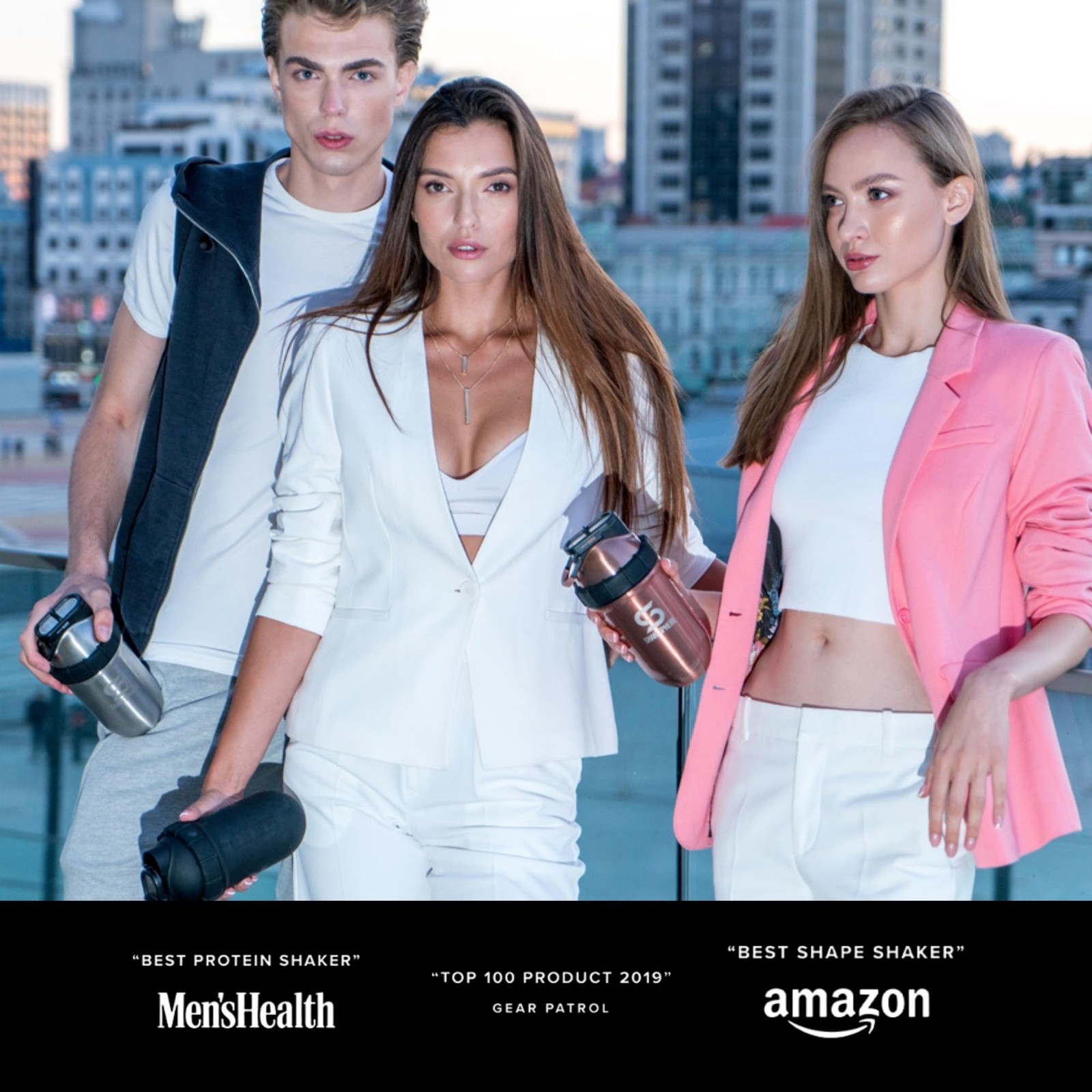 Shakesphere Stainless Steel Shaker Bottle – 24Oz Insulated Protein Shaker