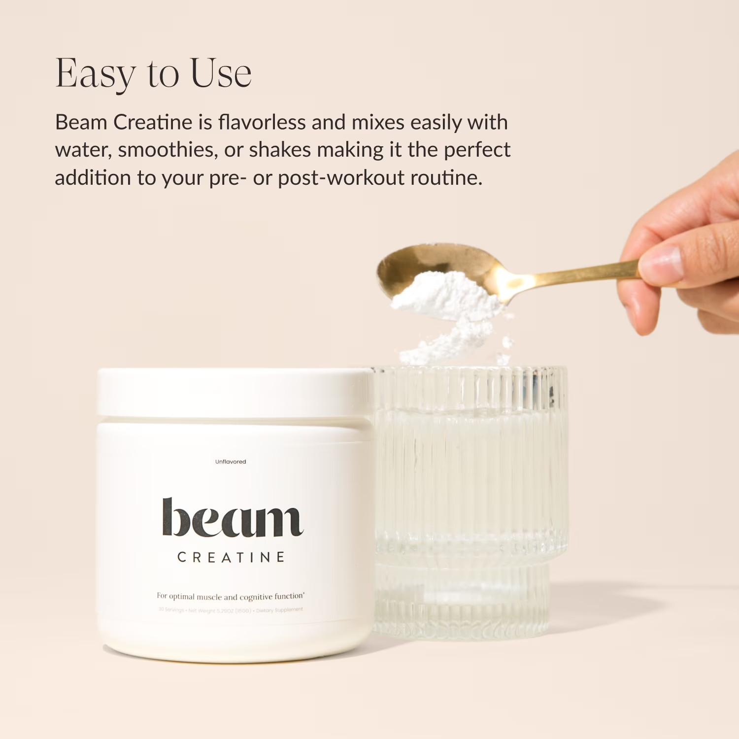 Beam Creatine Powder – Micronized, Third Party Tested Monohydrate for Strength &