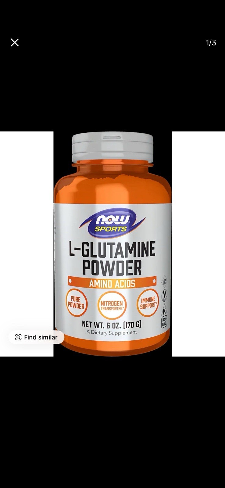 NOW Sports L-Glutamine Double Strength 1000 mg, Amino Acids, 120 Veg Capsules