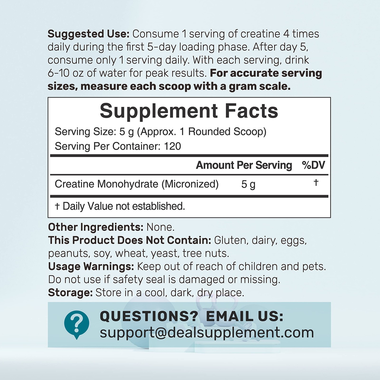 Instant Creatine Monohydrate Powder, 5g Per Serving – 21.2 Ounce (Pack of 1)