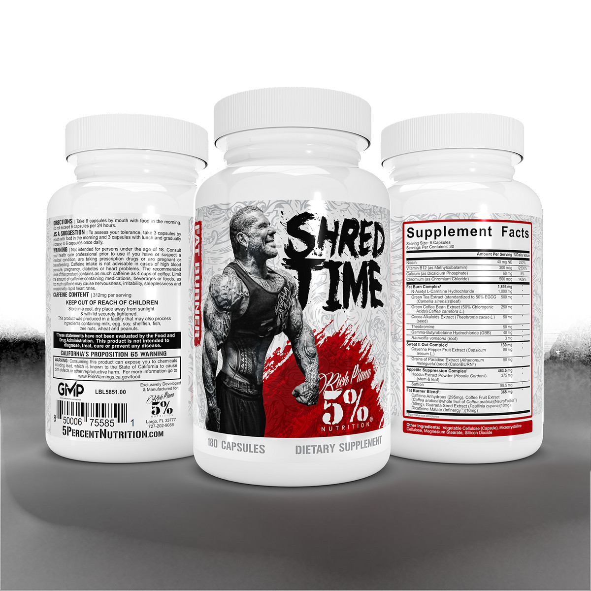 5% Nutrition Rich Piana | Shred Time 180 Capsules LEGENDARY SERIES