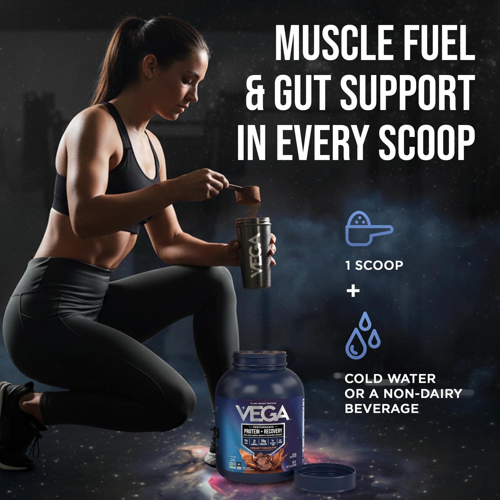 Vega Sport Vegan Protein Powder + Recovery 30g Plant Based Protein per Servi…