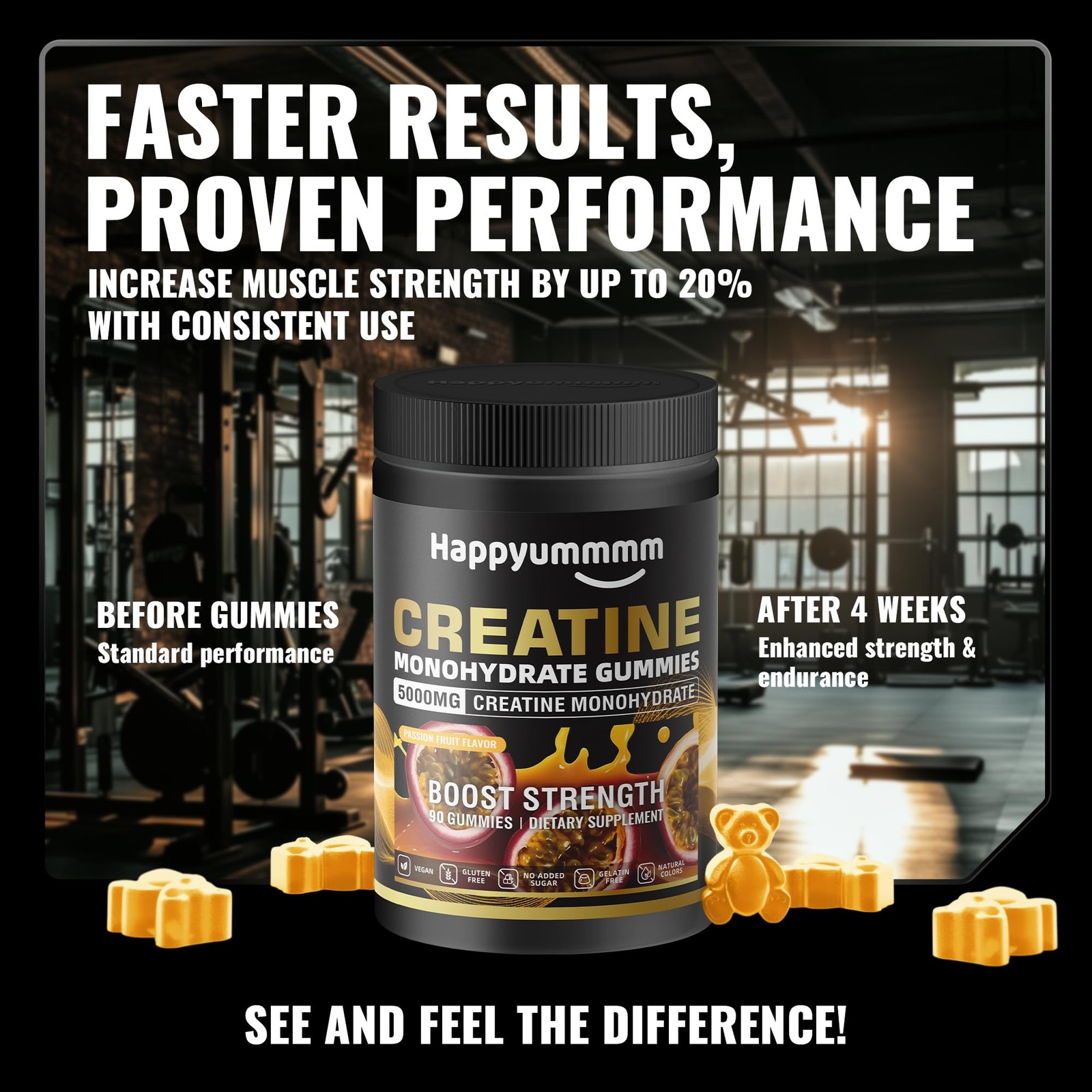 Creatine Monohydrate Gummies, NSF Certified, 5g Dose for Men & Women to Suppo…