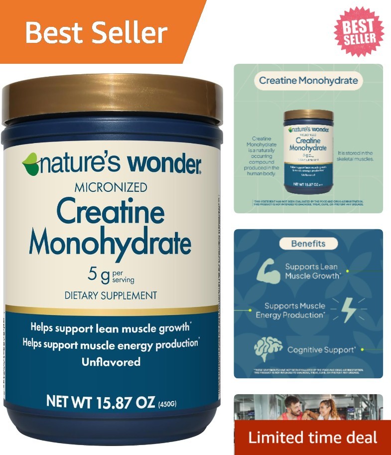 Micronized Creatine Monohydrate Powder – 450g, 90 Servings – Unflavored