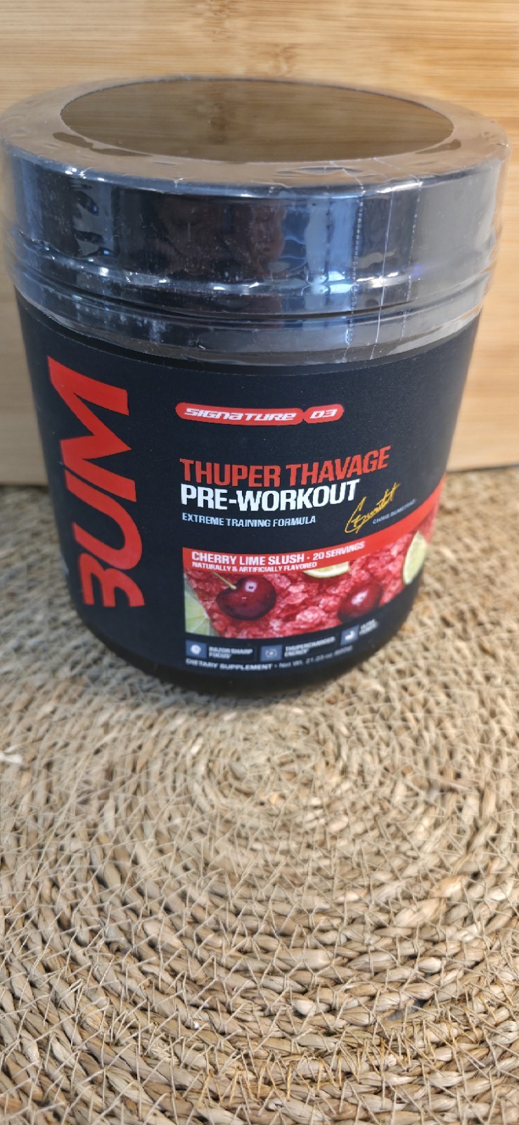 Raw Nutrition Thuper Thavage pre-workout supplement in Cherry Lime Slush