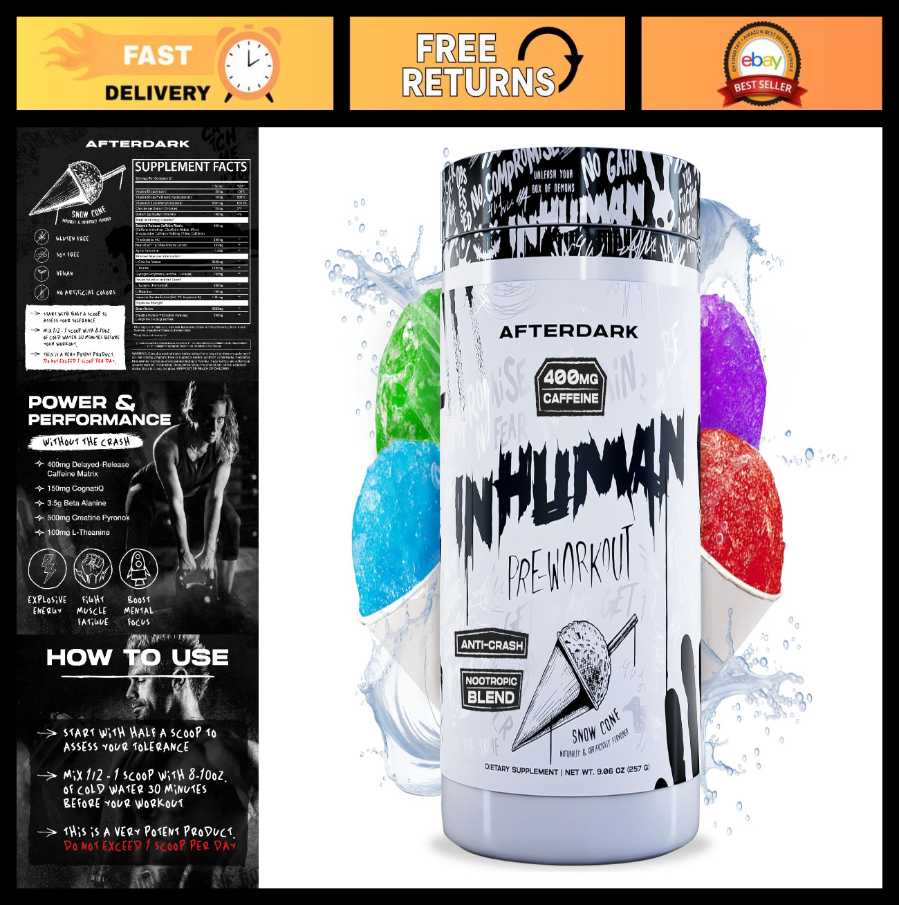 Vegan Pre-Workout Powder – 400mg Caffeine, Enhanced Energy & Focus, No Crash, Gl