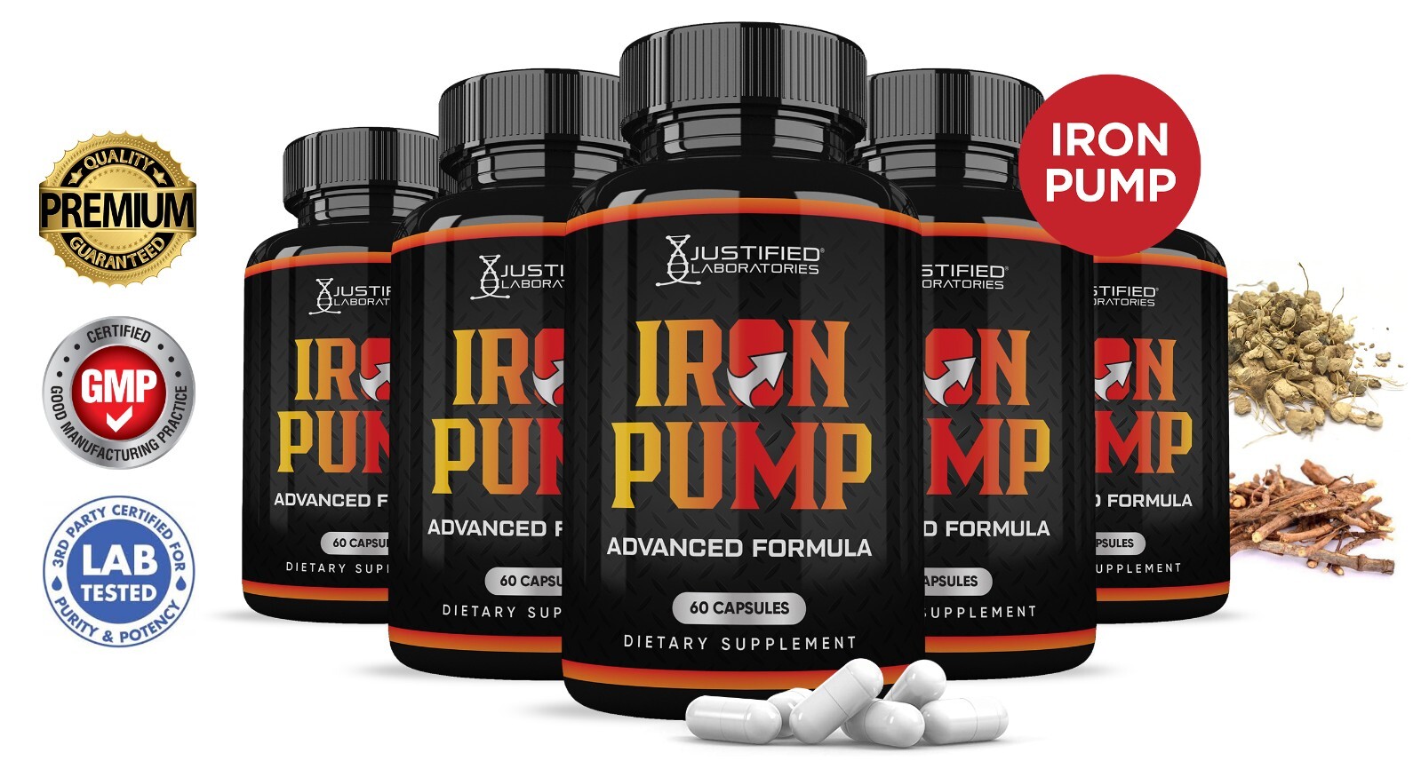 Iron Pump for Men Advanced Formula 1484MG Pills Vitamin Supplement 5 Pack