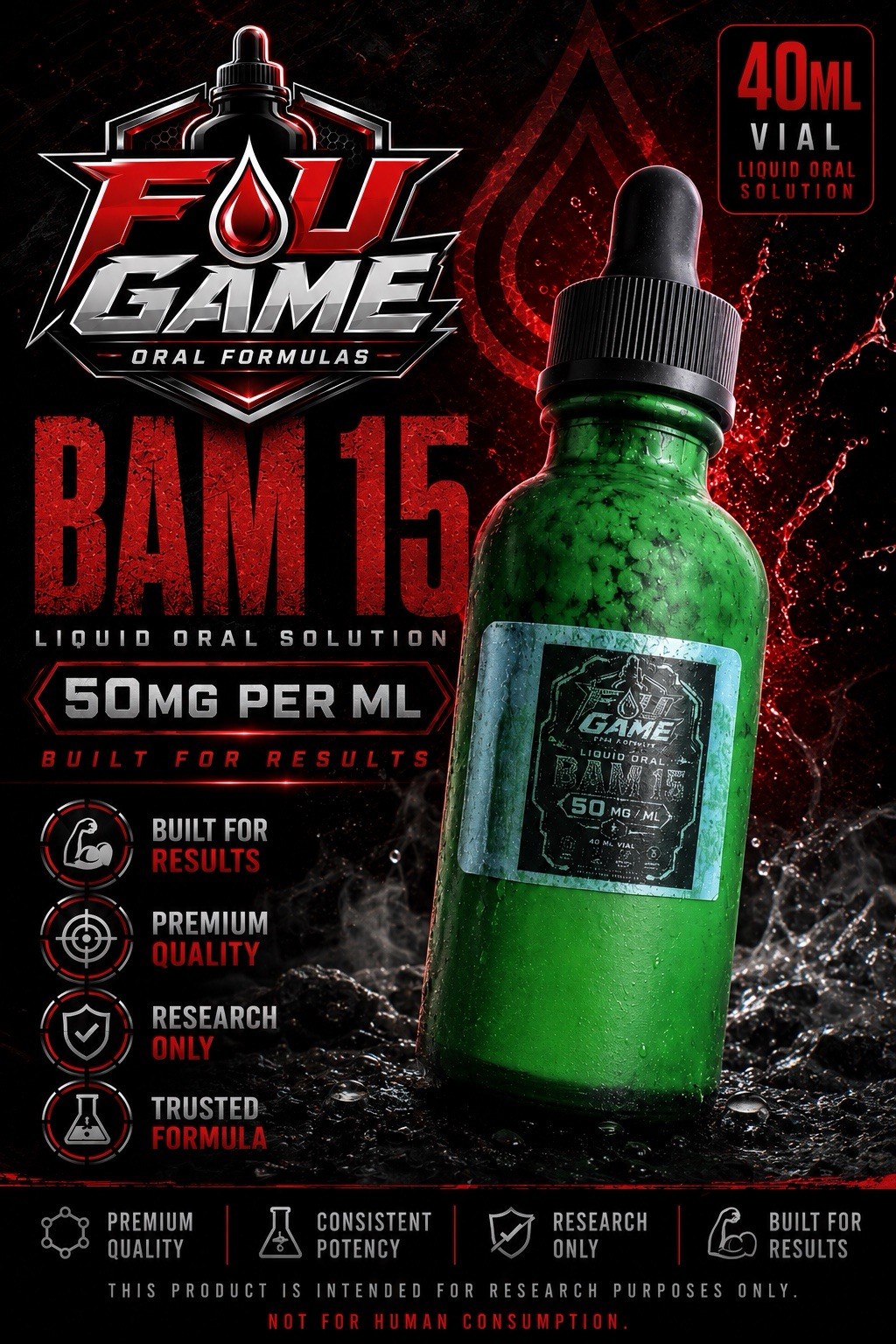 Flu Game Oral Formulas BAM 15 Liquid 50mg/mL 40mL Research Only