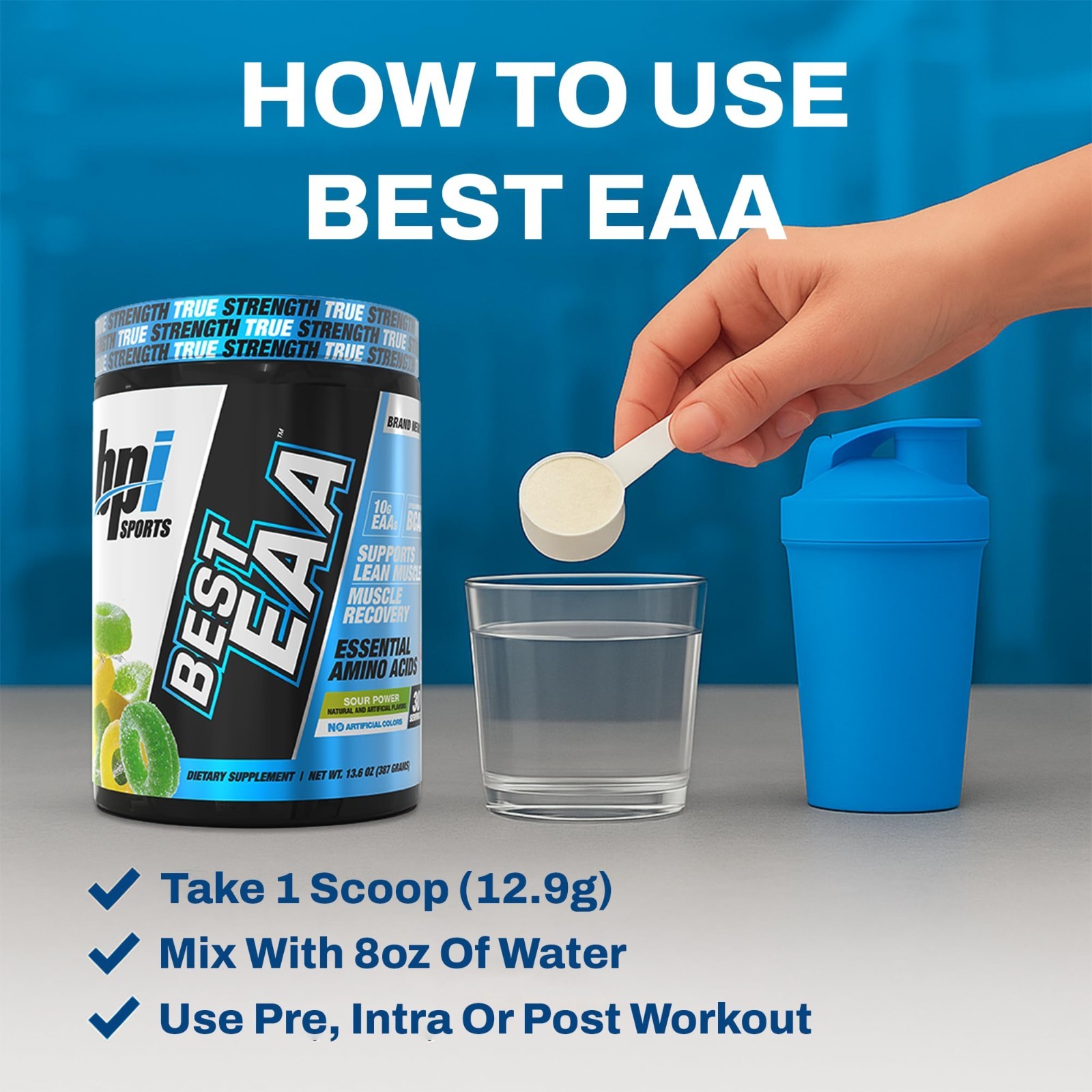 Essential Amino Acids EAA Powder – Pre, Intra & Post Workout Drink – 10g EAA + B