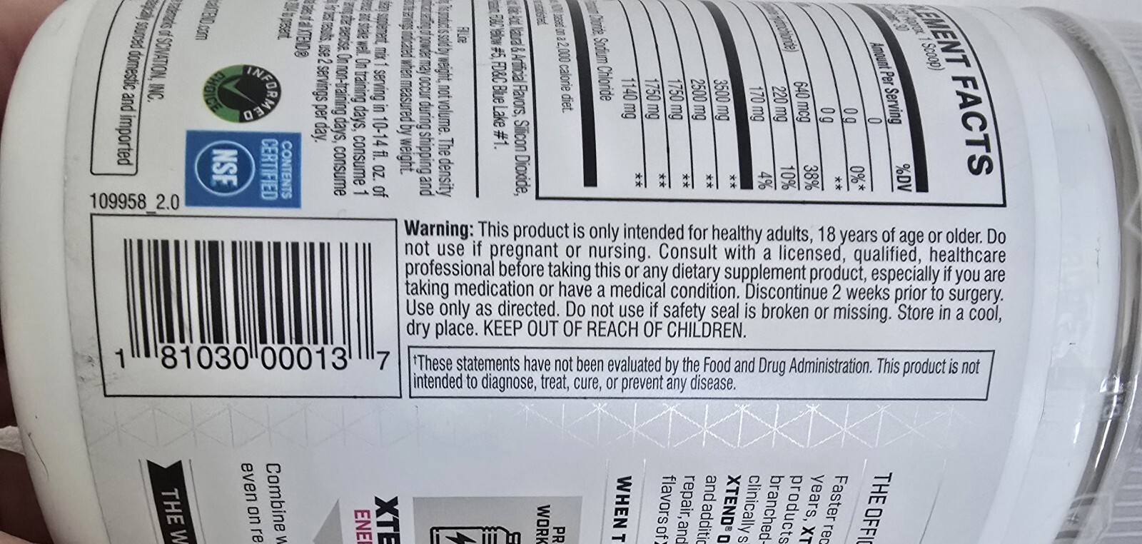 XTEND The Original 7G BCAA Zero Sugar Smash Apple, 14.3 oz (405g) 30 Servings
