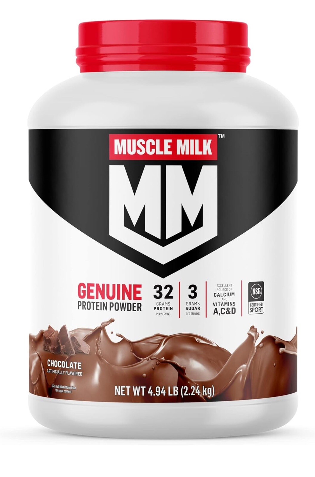 Muscle Milk Genuine Protein Powder Chocolate 4.94 Pound 32 Servings 32g Protein