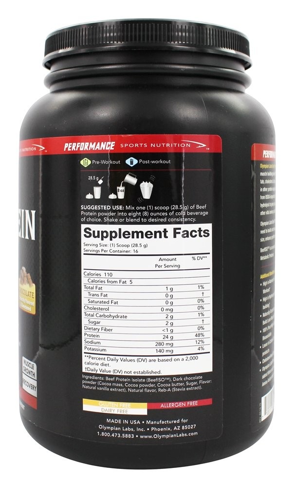 Beef Protein Isolate lb, 1 Pound, Chocolate, 16 Ounce (03273)