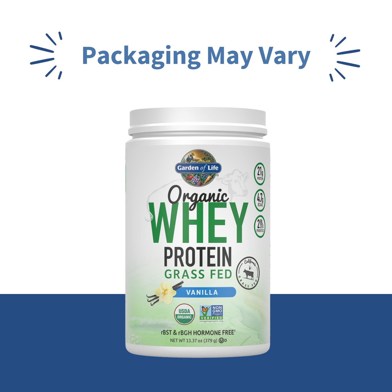 Garden of Life Grass Fed Whey Protein Powder Vanilla – 21g Protein for Women & M