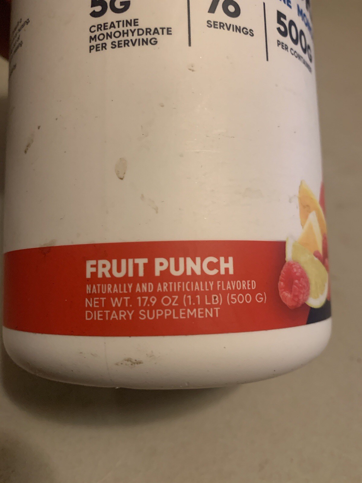 Nutricost Performance Creatine Monohydrate Powder Fruit Punch 500G Exp 5/28