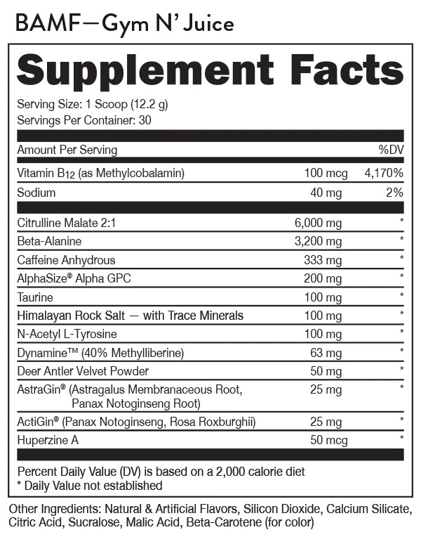 Bucked Up BAMF High Stimulant Nootropic Pre-Workout Select Flavor free shipping