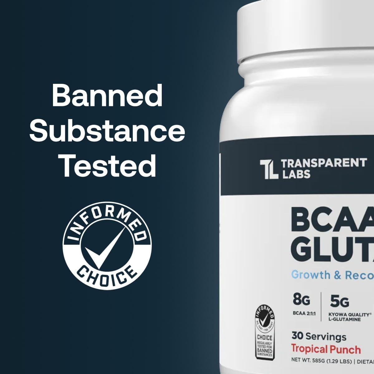 Transparent Labs BCAA Glutamine, Strawberry Lemonade, Post-Workout Recovery