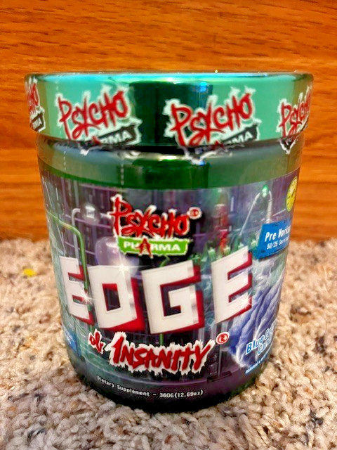 PSYCHO PHARMA EDGE OF INSANITY Pre Workout Energy Endurance Blue Cotton Candy