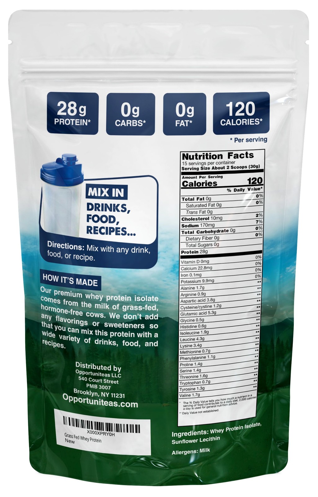 Proteína En Polvo 1 Lbs 28 g De Proteina Para Ganar Masa Muscular Mujer y Hombre