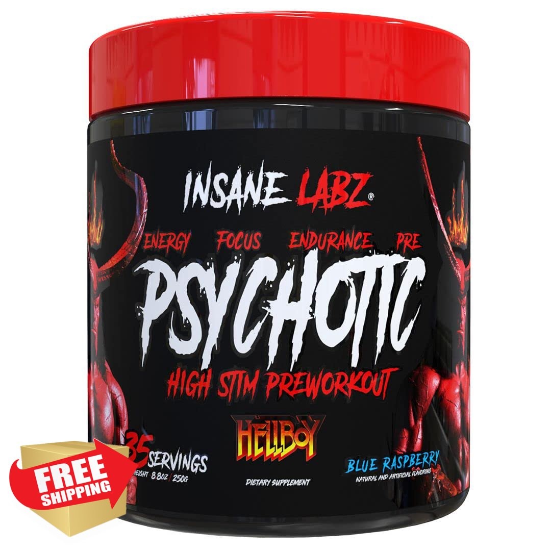 Insane Labz Hellboy Blue Rasp Pre Workout NO Booster 35 Servings Focus Energy