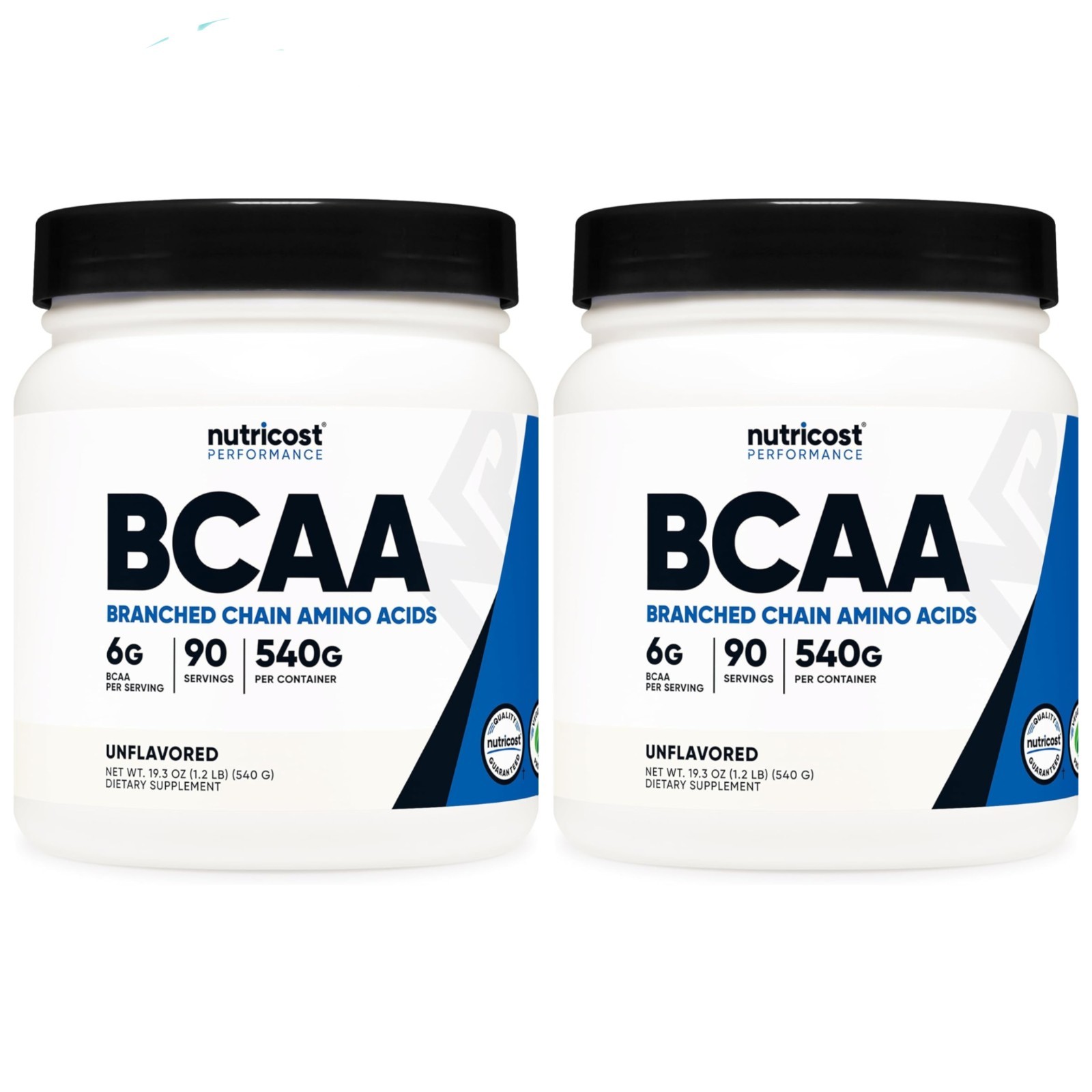 NEW x2 Nutricost BCAA (Unflavored) (180 Serv Total) 90 Serv, 540g, 6g Per Serv