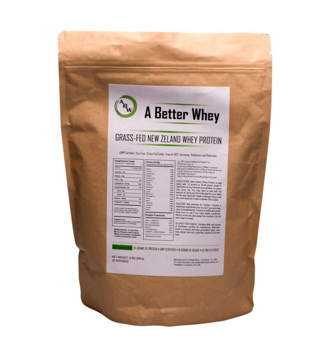 protein whey supplement Natural flavor all natural organic grass fed 30 servings