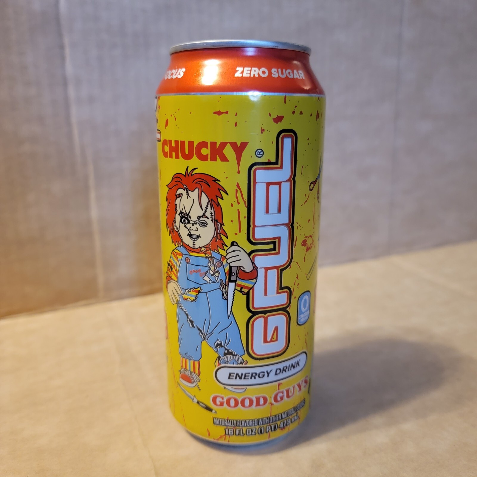 Chucky GFuel Limited Edition Halloween Energy Drink Full Can 16 Fl Oz G Fuel Can
