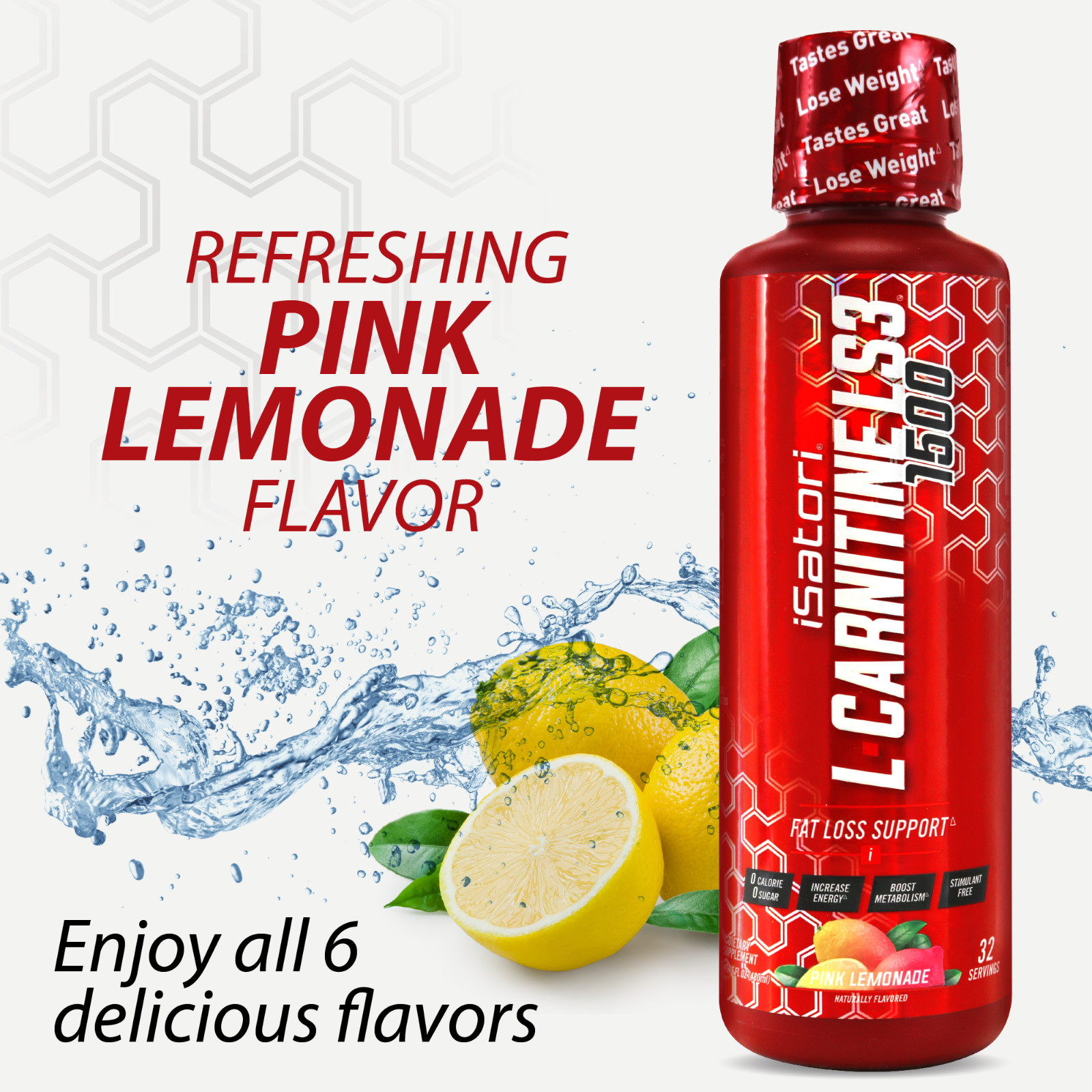 L-CARNITINE LS3 1500 Fat Loss – Metabolism – Pink Lemonade 1500mg (32 Servings)