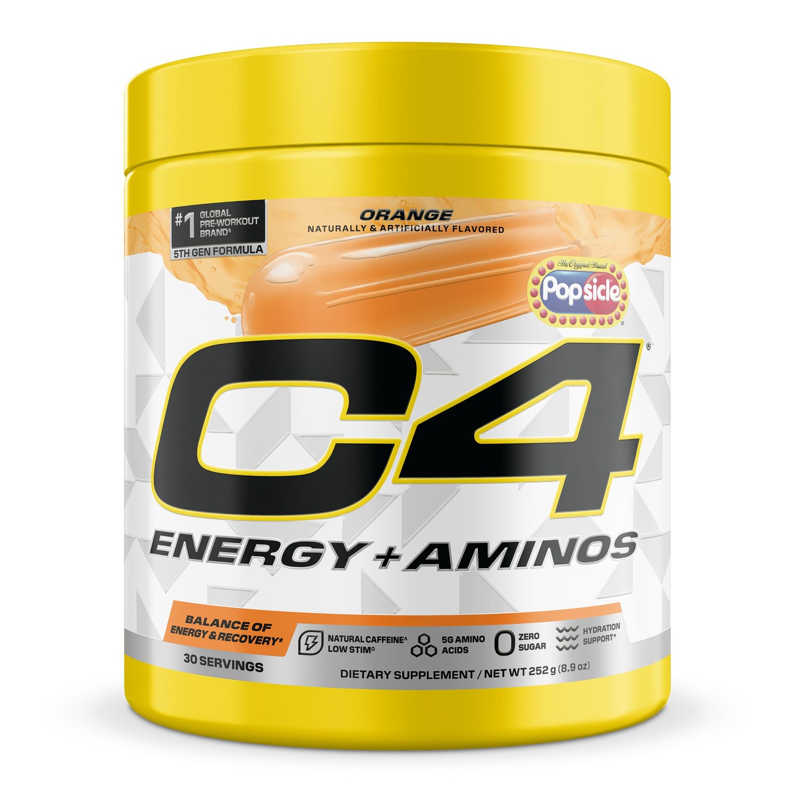 C4 Energy + Aminos Powder | Orange Popsicle | 5g BCAA & EAAs for Muscle Recov…