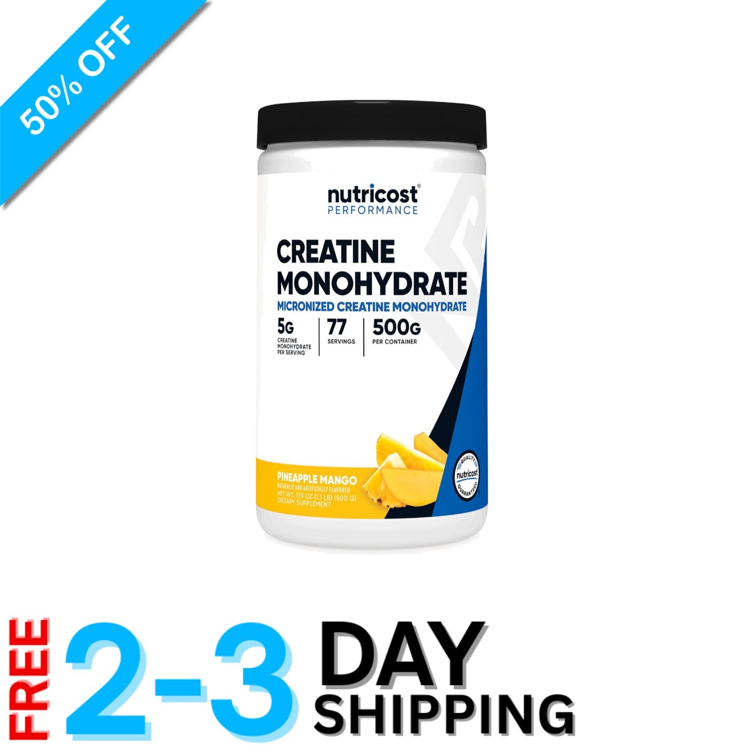 500g Creatine Monohydrate Powder – Pineapple Mango Flavor, 77 Servings, Non-GMO