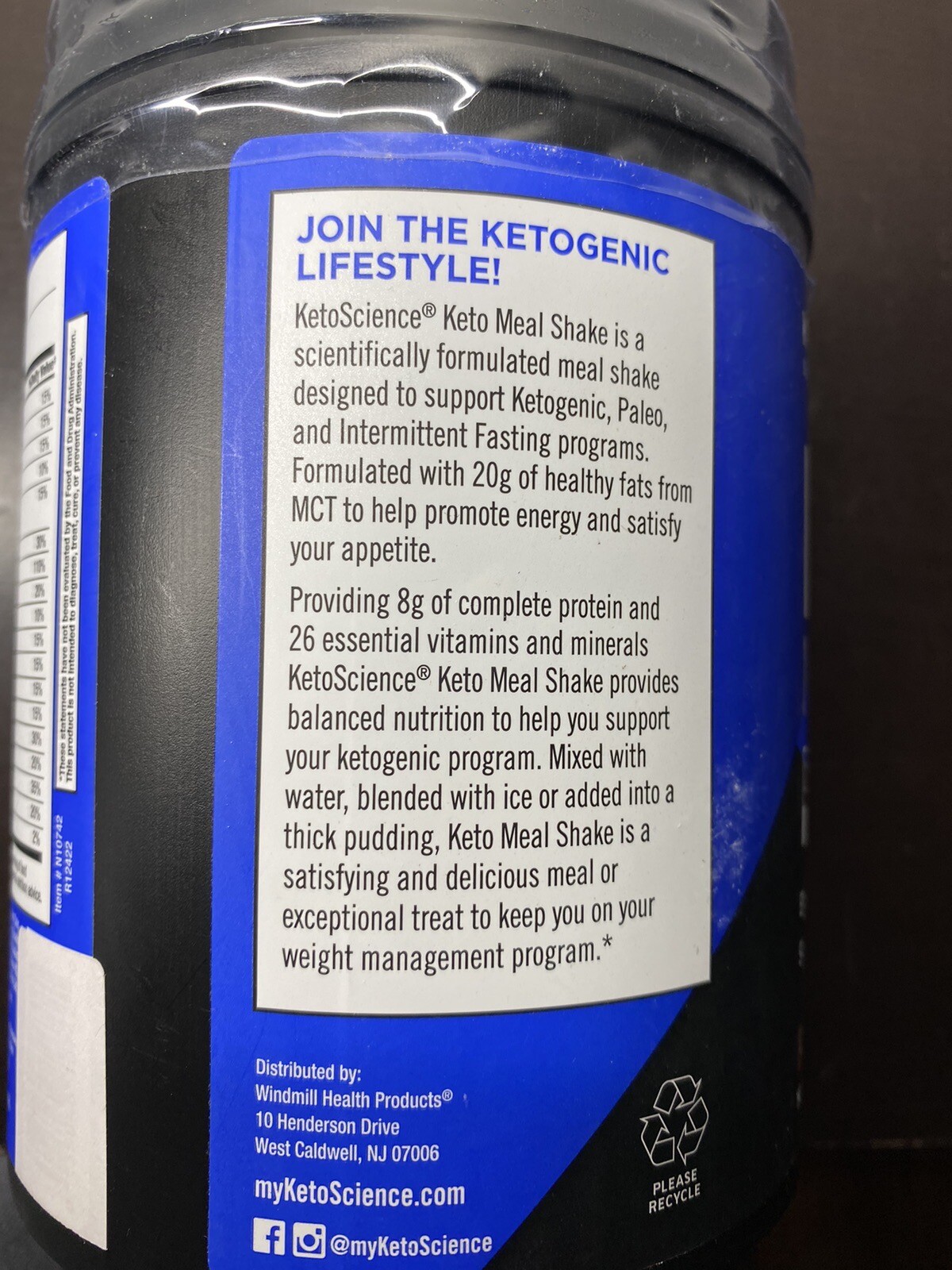 Keto Science Keto Mealshake – Chocolate Cream 20.49 oz Powder Exp/ 10-26 New!