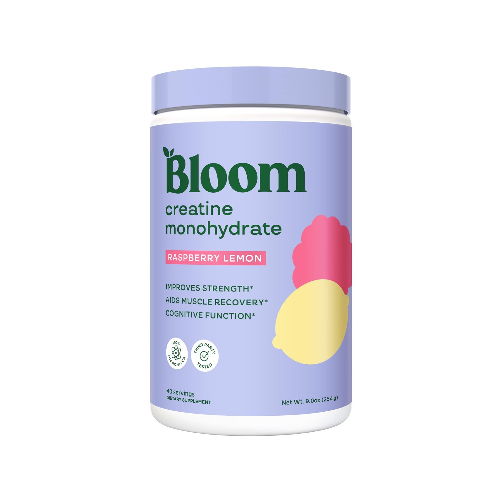 Creatine Monohydrate Powder – Raspberry Lemon, 40 Servings, 5g Micronized, Muscl