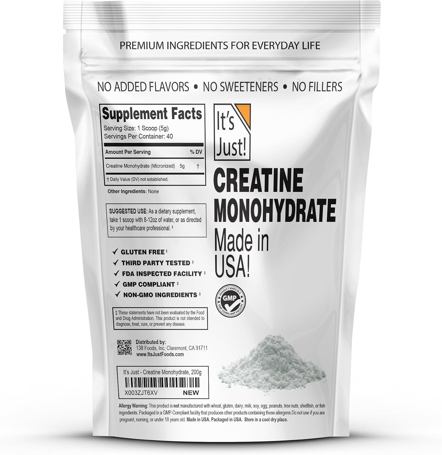 Pure Creatine Monohydrate Powder – 40 Servings, Micronized, Lab Tested