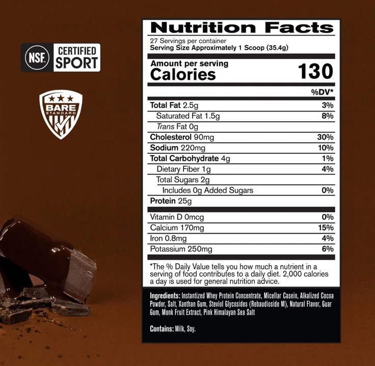 BARE PERFORMANCE NUTRITION BPN Whey Protein + Casein Protein Powder Blend Fud…