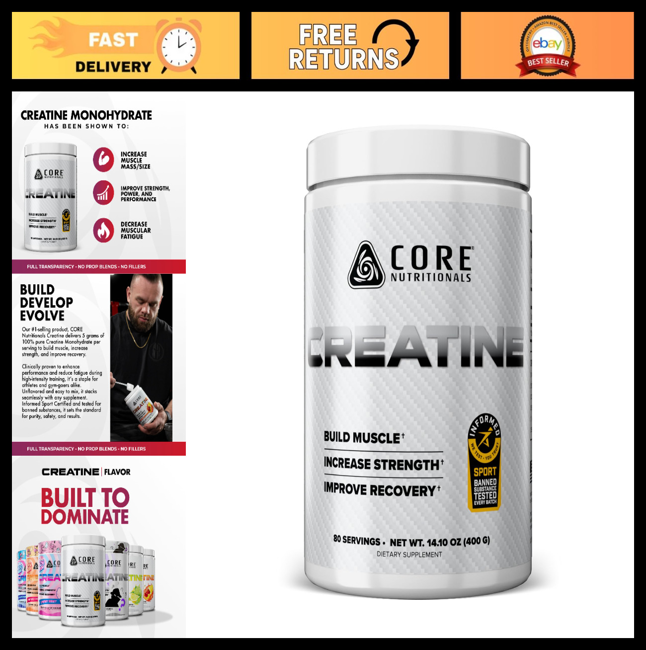 Creatine Monohydrate Powder – Boost Strength, Build Muscle, Enhance Recovery – 8