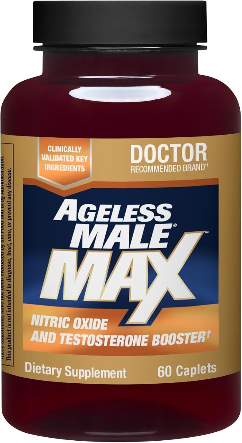 Ageless Male Max Total Testosterone & Nitric Oxide Booster 120 Caplets New